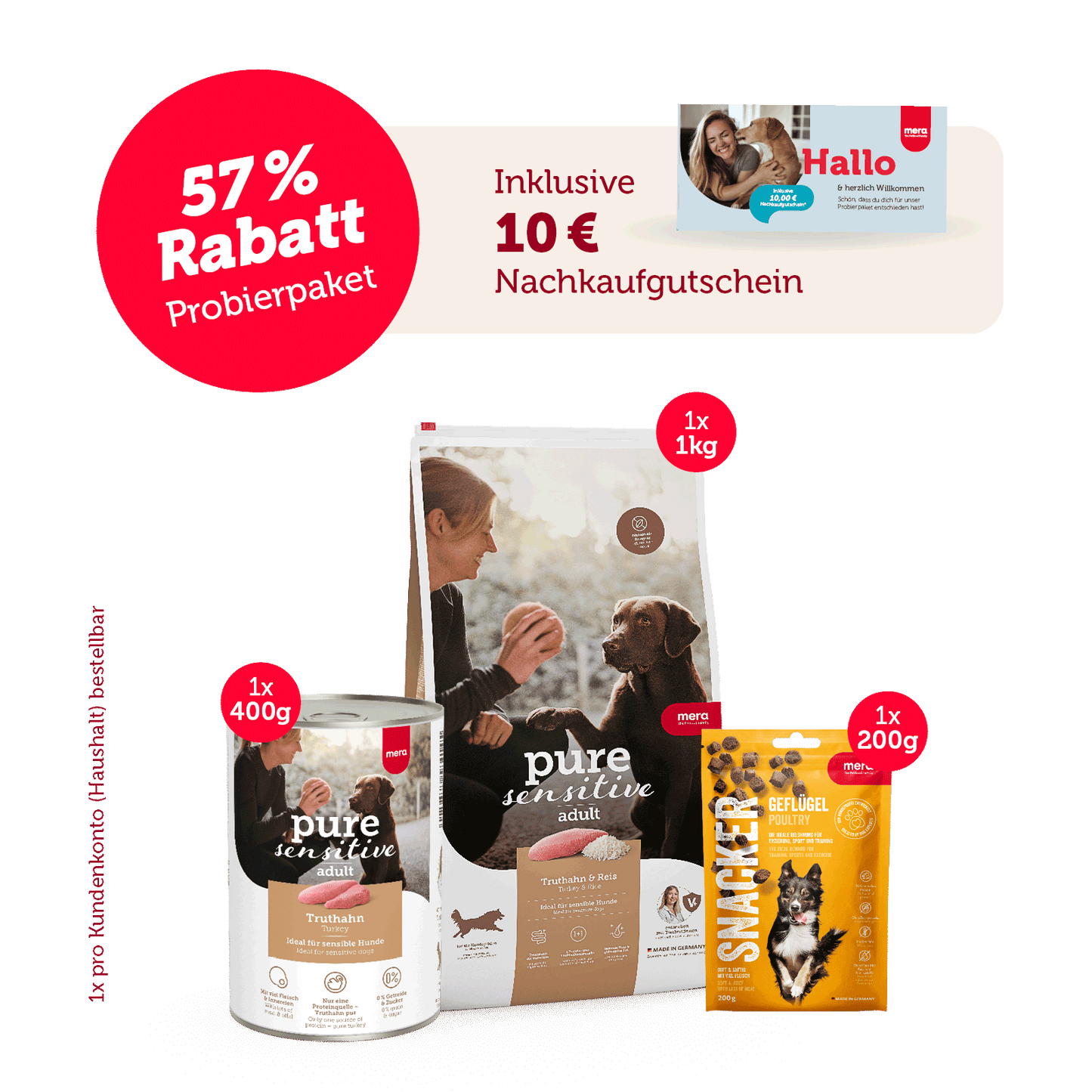 pure sensitive basic Probierpaket packshot für Truthahn & Reis