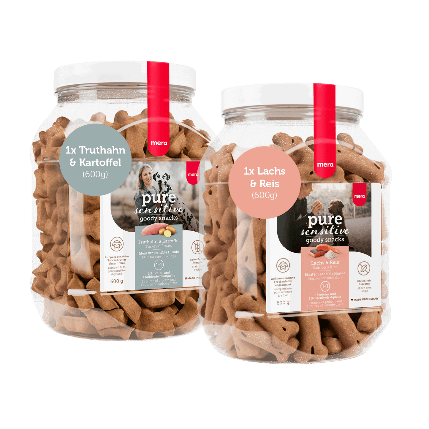 mera goody snacks Bundle 1mal Truthahn & kratoffel und 1mal Lachs & Reis Packshot