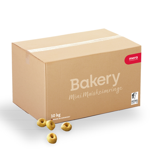 mera Bakery Mini Maiskeimringe 10kg Verpackung mit Maiskeimringen