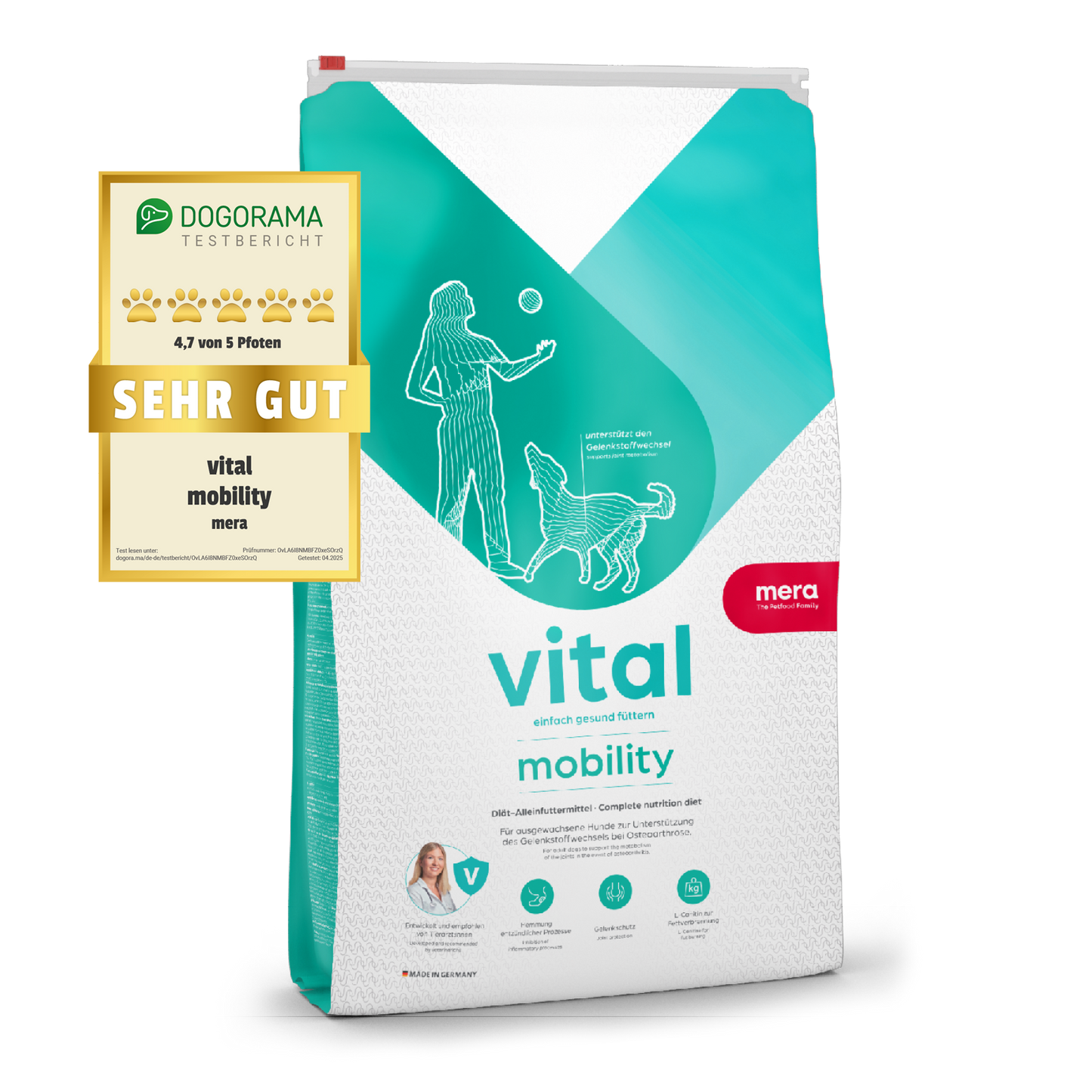 mera vital mobility Trockenfutter mit Dogorama Testsiegel