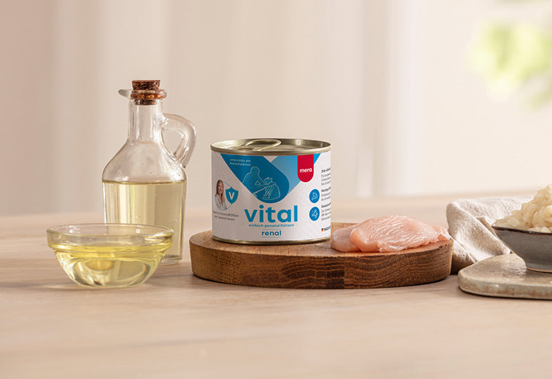 mera vital renal Katze Nassfutter Verpackung mit Zutaten
