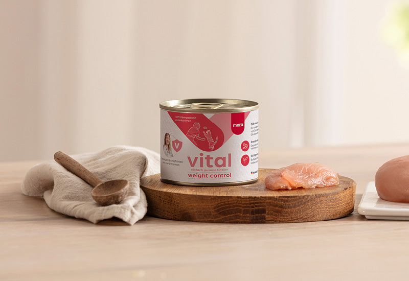 mera vital weight control Katze Nassfutter Verpackung mit Zutaten