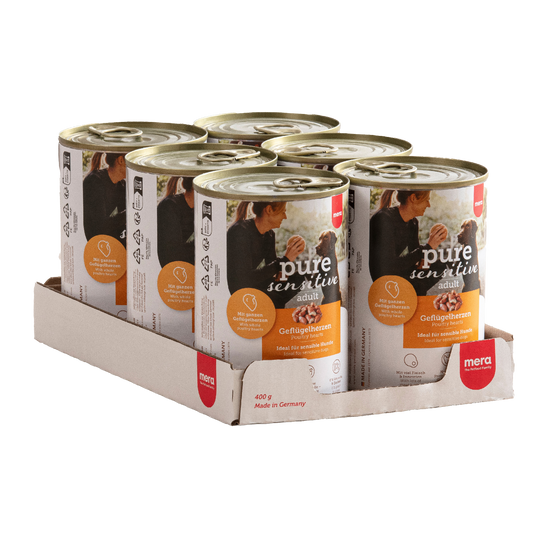 mera pure sensitive Geflügelherzen Nassfutter Packshot