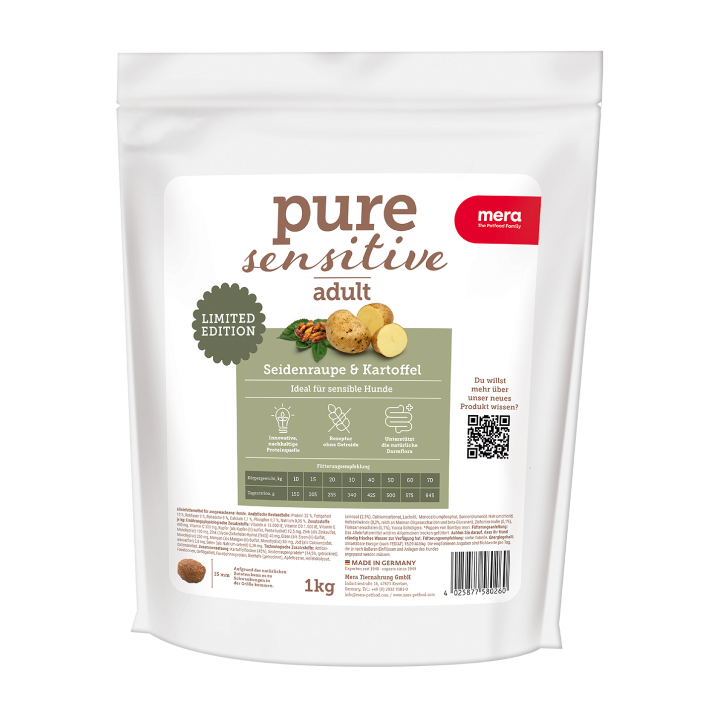 mera pure sensitive Seidenraupe & Kartoffel Trockenfutter Packshot