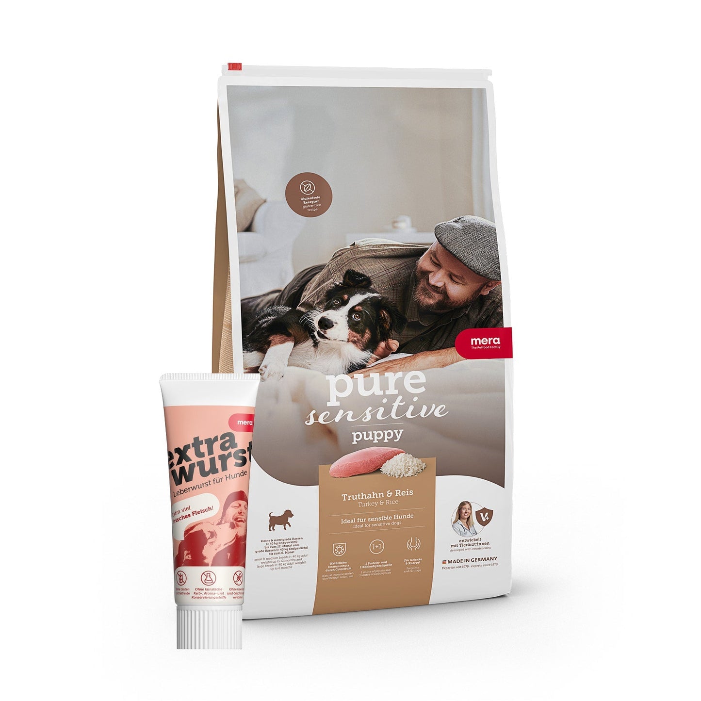 mera Starterpaket für Welpen - Puppy Trockenfutter und extrawurst