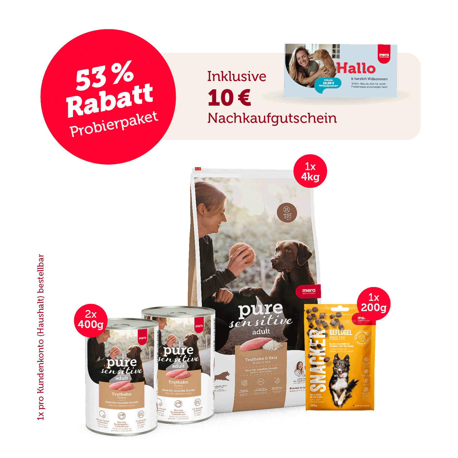 pure sensitive Premium Probierpaket packshot für Truthahn & Reis