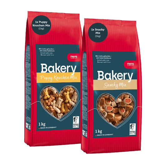 mera bakery bundle 1mal Puppy Knochen Mix und 1mal Snacky Mix Packshot