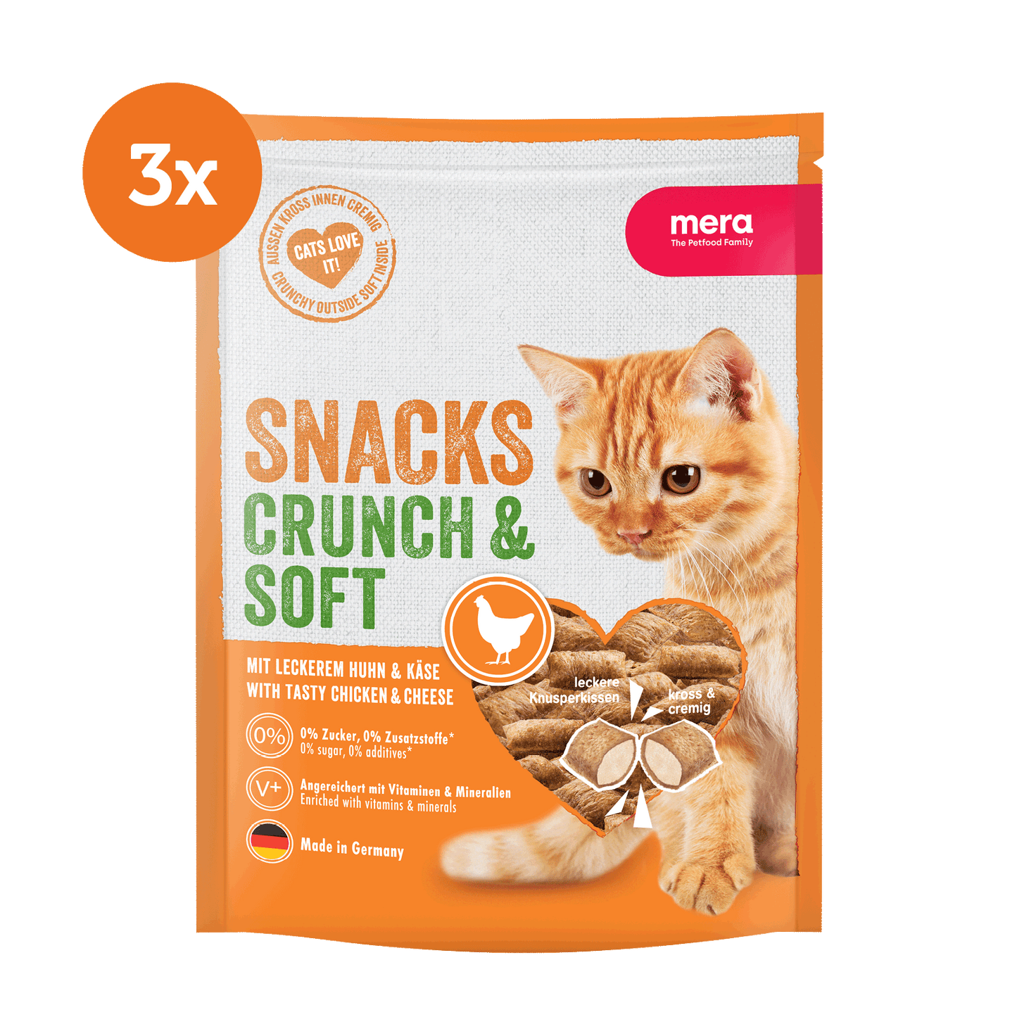 mera crunch and soft Bundle 3mal Käse&Huhn Packshot