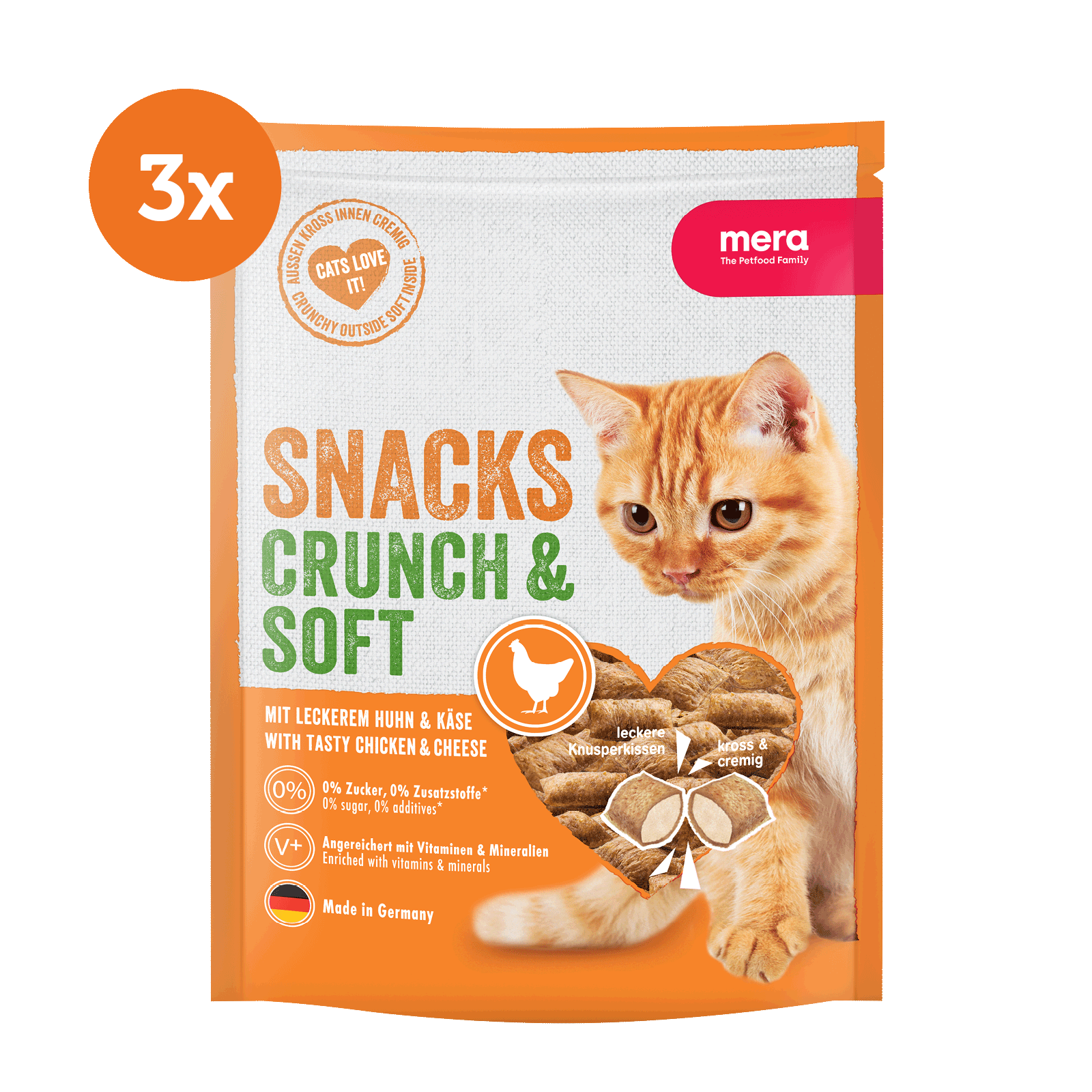 mera crunch and soft Bundle 3mal Käse&Huhn Packshot
