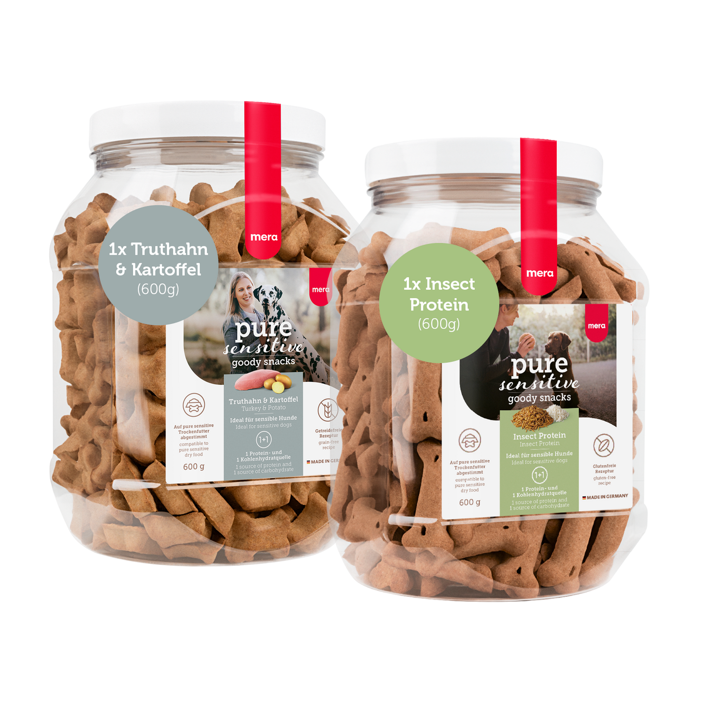 mera goody snacks Bundle 1mal Truthahn & Kartoffel und 1mal Insect Protein Packshot