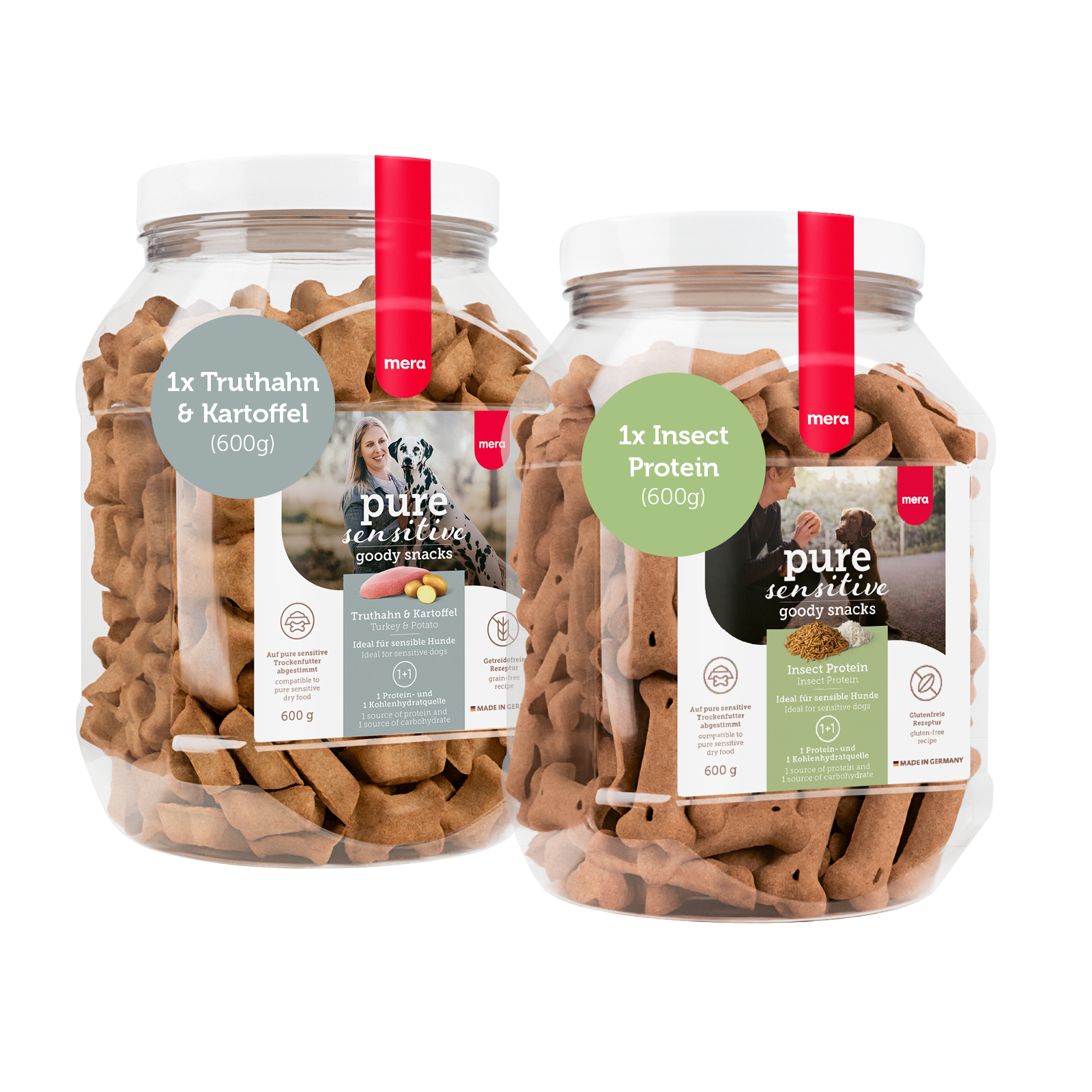mera goody snacks Bundle 1mal Truthahn & Kartoffel und 1mal Insect Protein Packshot