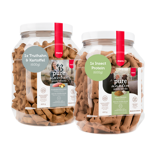 mera goody snacks Bundle 1mal Truthahn & Kartoffel und 1mal Insect Protein Packshot