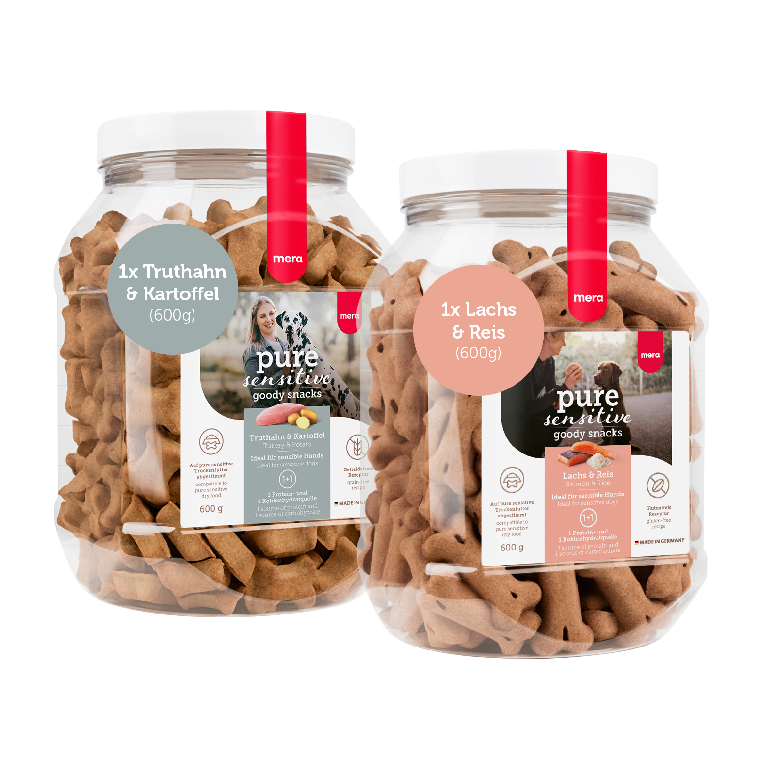 mera goody snacks Bundle 1mal Truthahn & kratoffel und 1mal Lachs & Reis Packshot