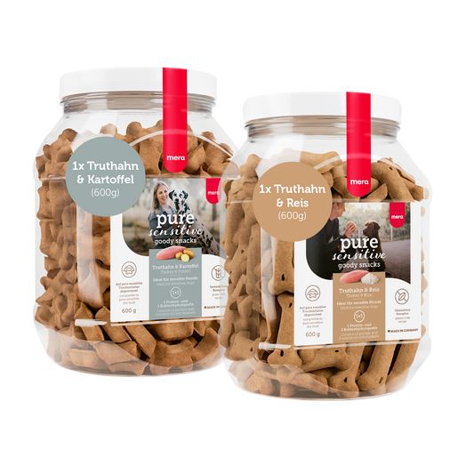 mera goody snacks Bundle 1 mal Truthahn & Kartoffel und 1mal Truthahn & Reis Packshot