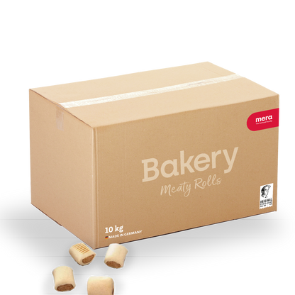 mera Bakery Meaty Rolls Mix 10kg Verpackung mit Meaty Rolls Mix