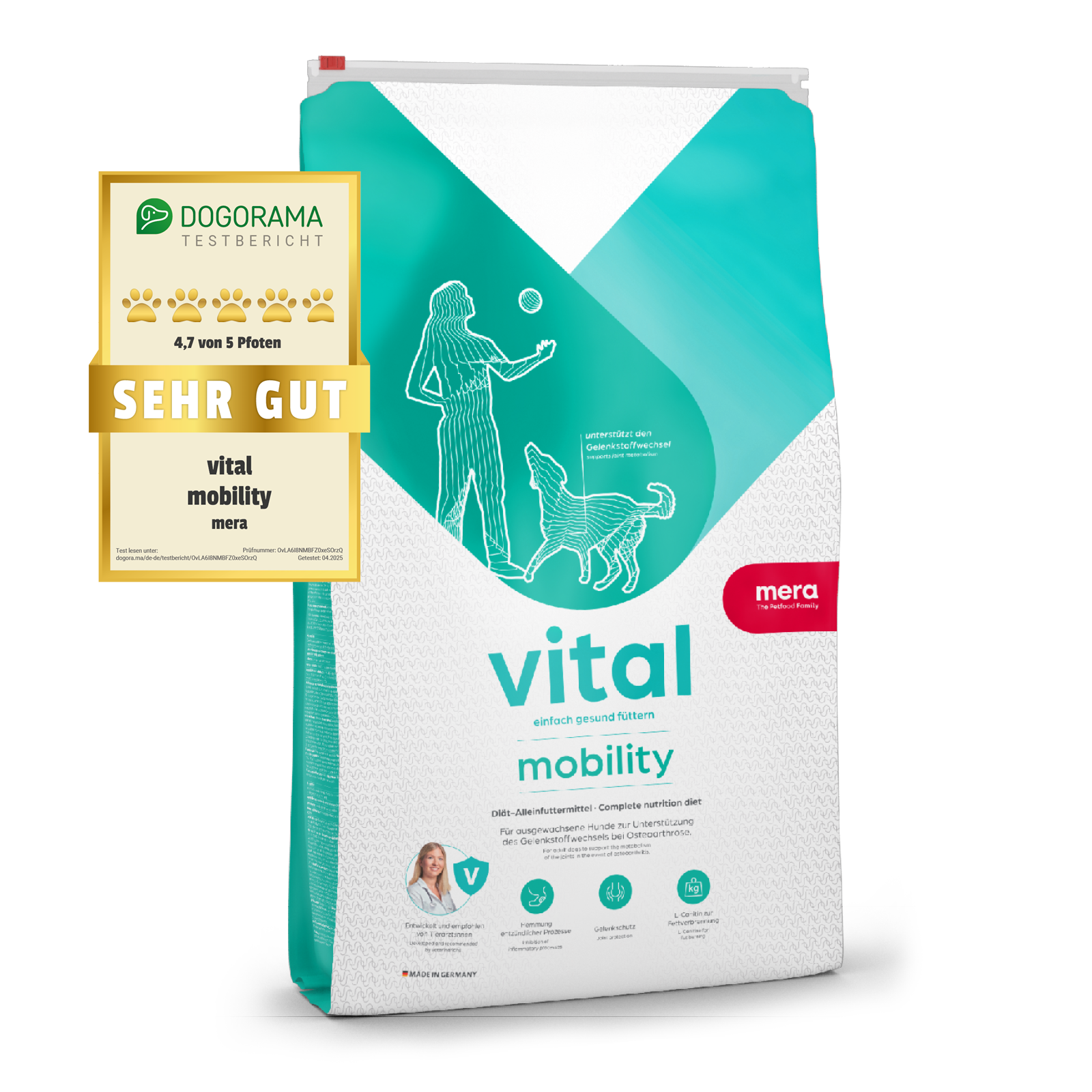 mera vital mobility Trockenfutter mit Dogorama Testsiegel