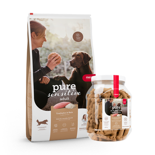 pure sensitive Truthahn & Reis Trockenfutter + goody snacks Bundle