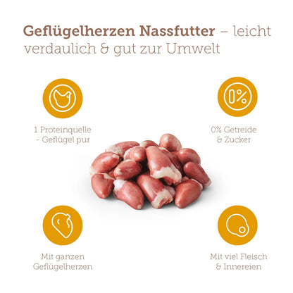 mera pure sensitive Geflügelherzen Nassfutter Benefits