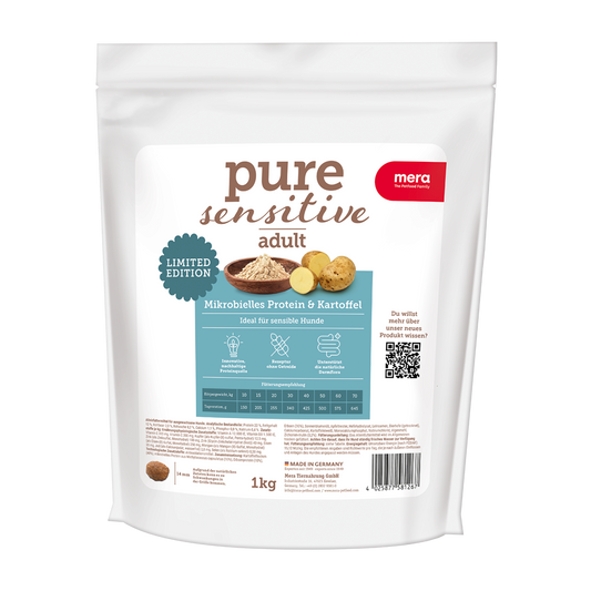 mera pure sensitive Mikrobielles Protein  & Kartoffel Trockenfutter Packshot