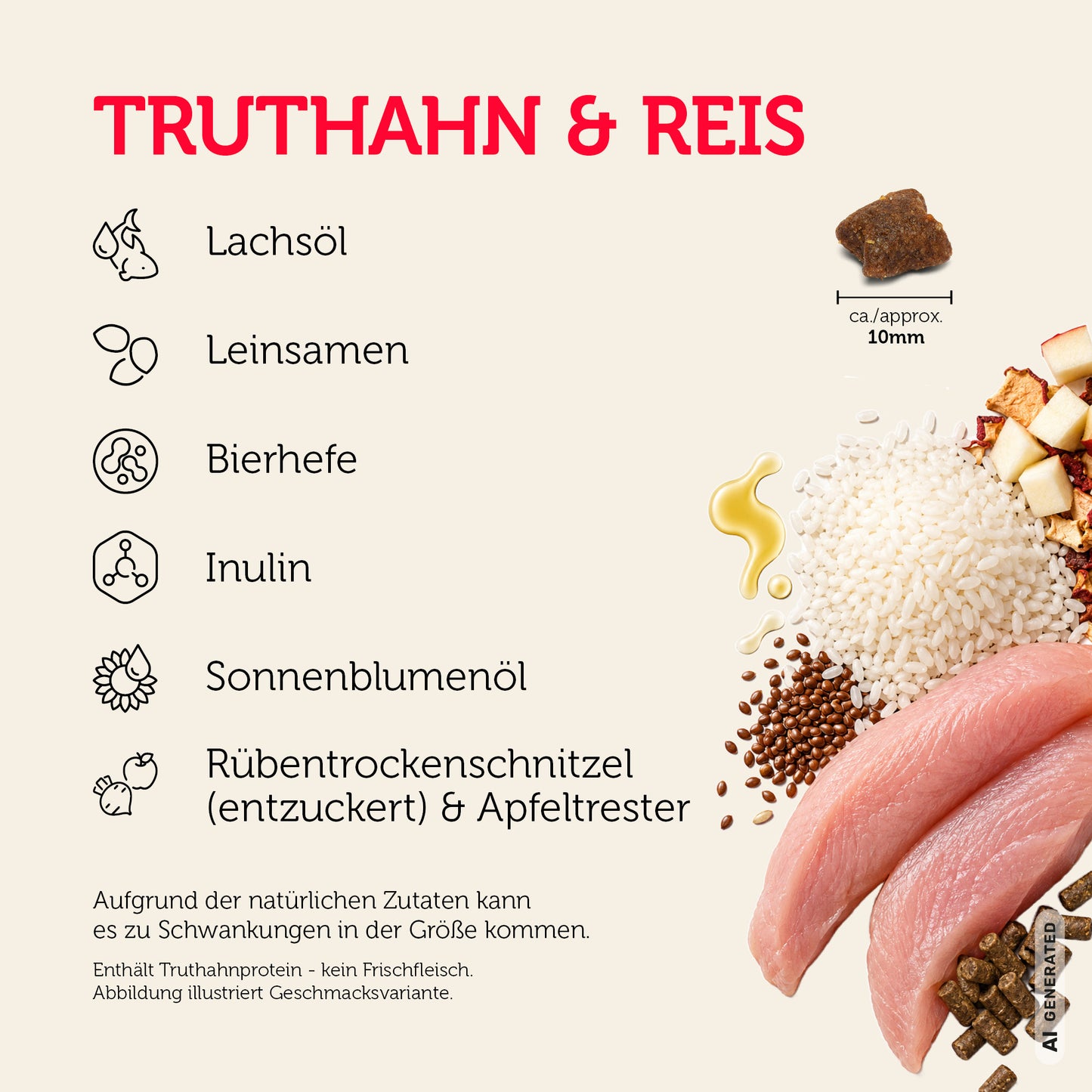mera pure sensitive Mini Truthahn & Reis Zutaten