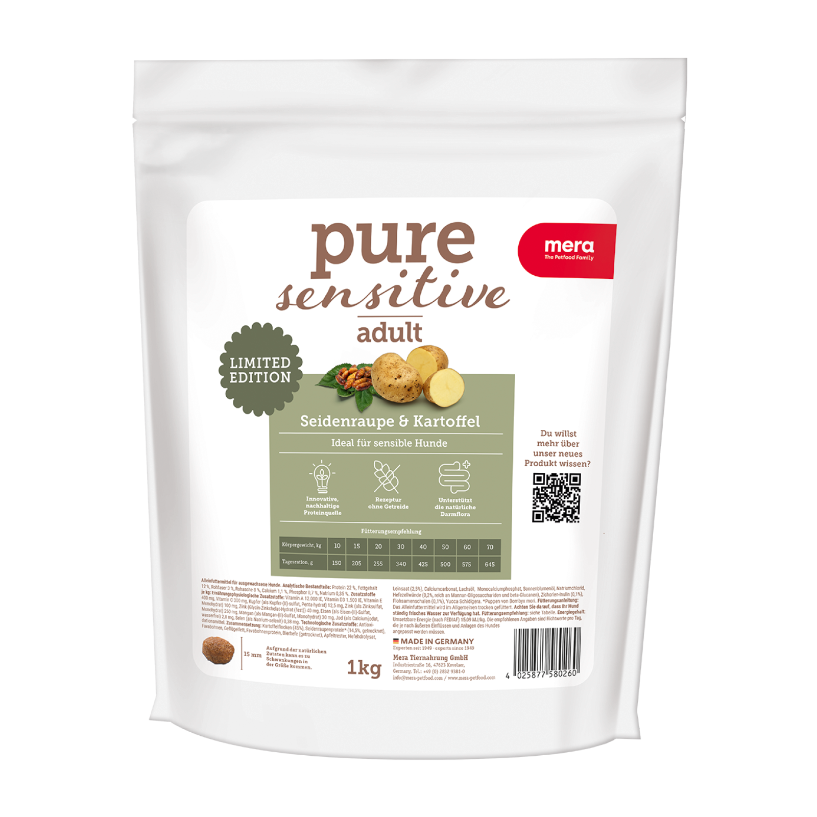 mera pure sensitive Seidenraupe & Kartoffel Trockenfutter Packshot