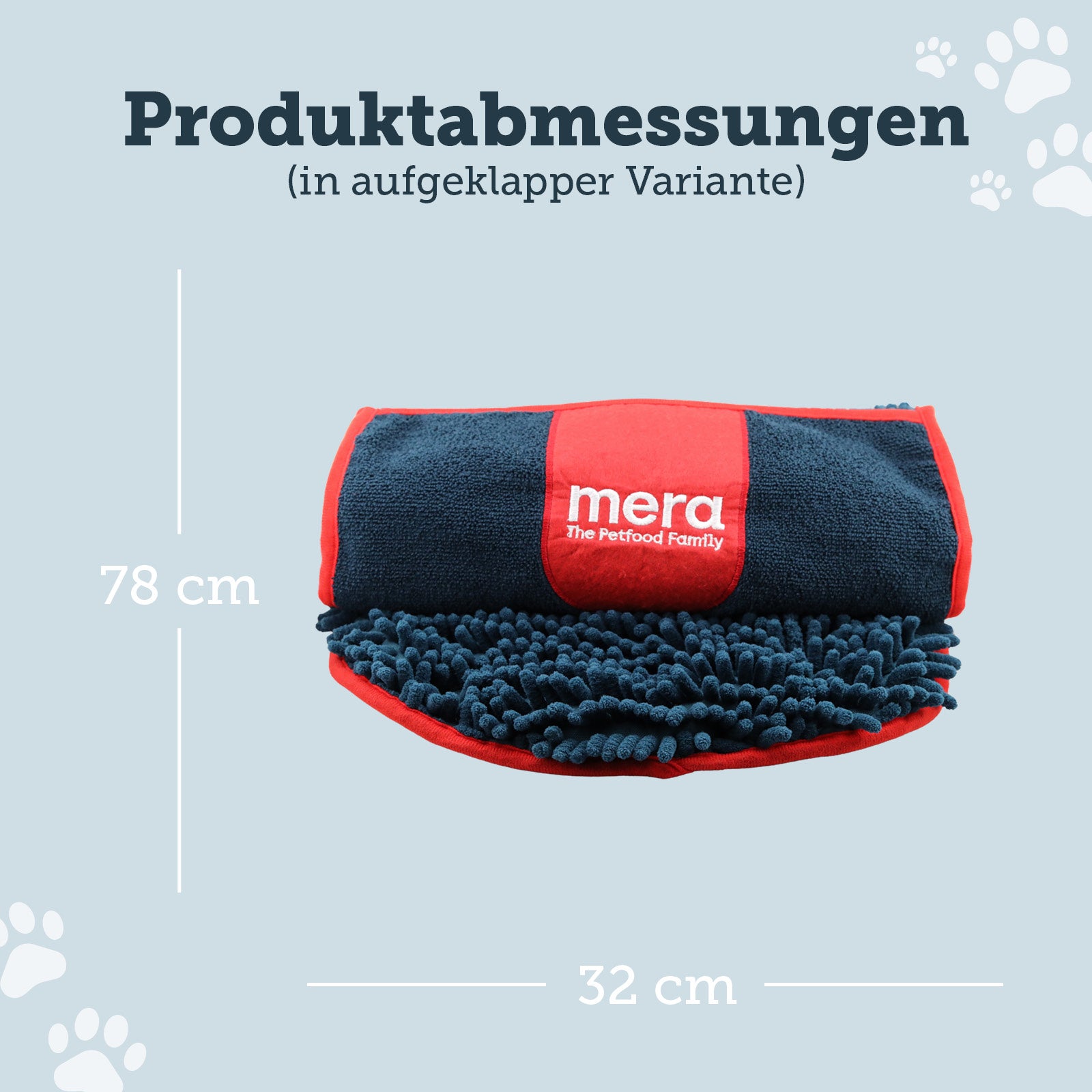 mera Hundehandtuch Produktabmessungen