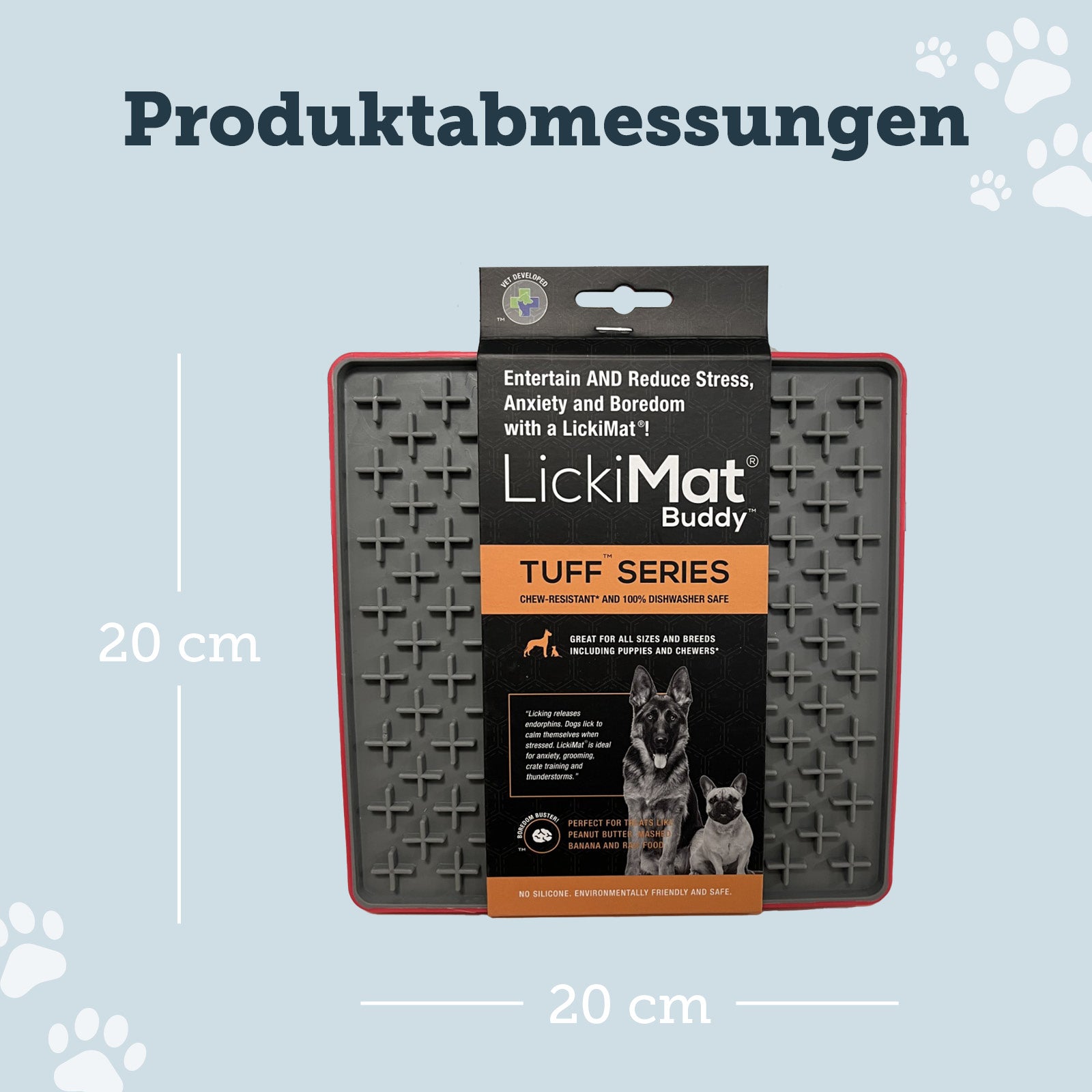 die Maße der Schleckplatte von LickiMat